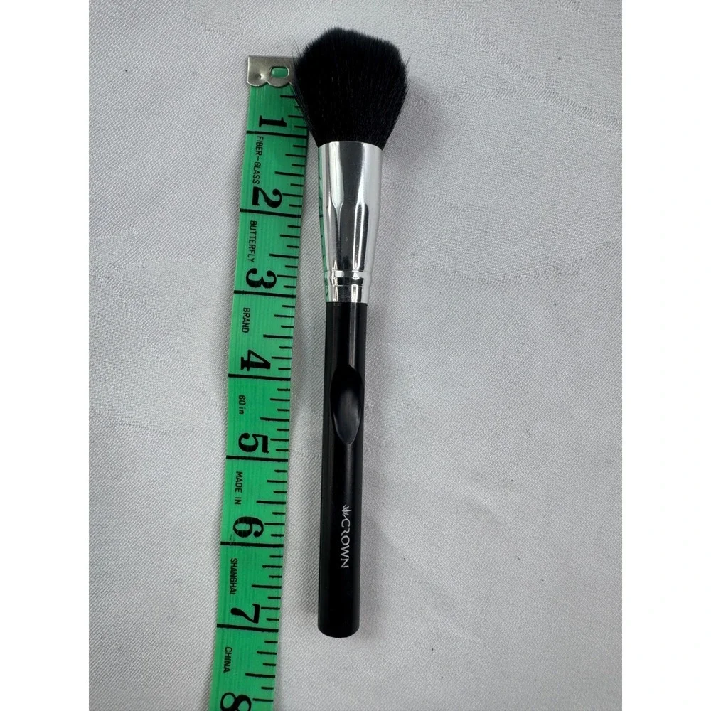 Crown Brush Tapered Powder Blush Contour Makeup Brush Black Silver Handle